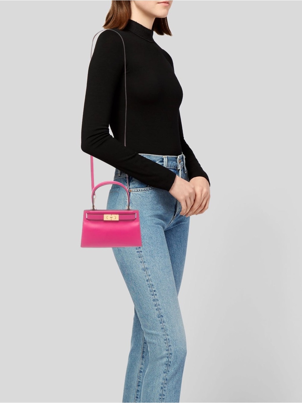 Tory Burch Hot Pink Mini Top-Handle Bag with Gold Hardware - Picture 12 of 12